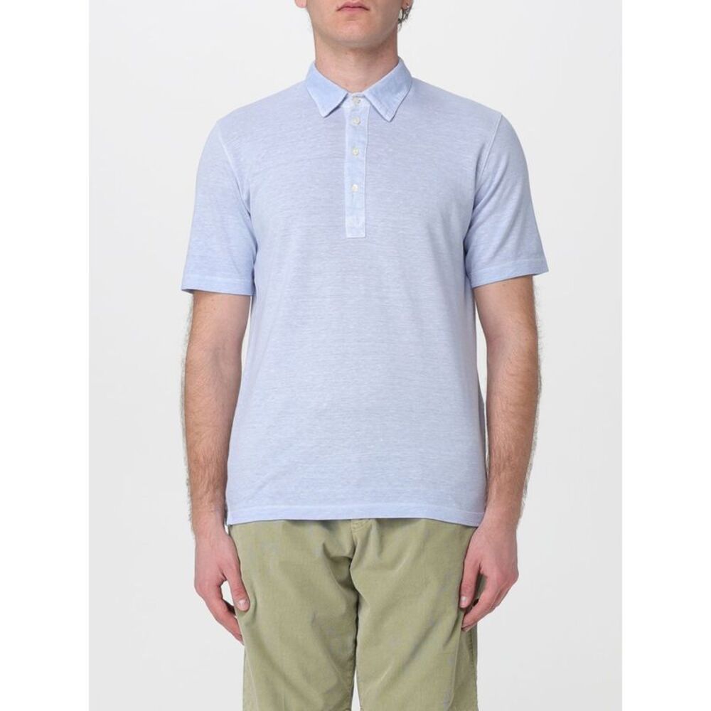 120% Lino Polo Shirt Men Blue